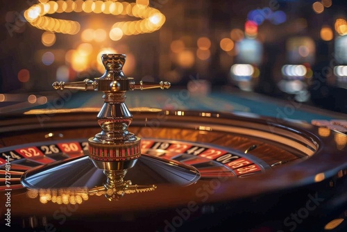 Casino Roulette Table With Background Lights