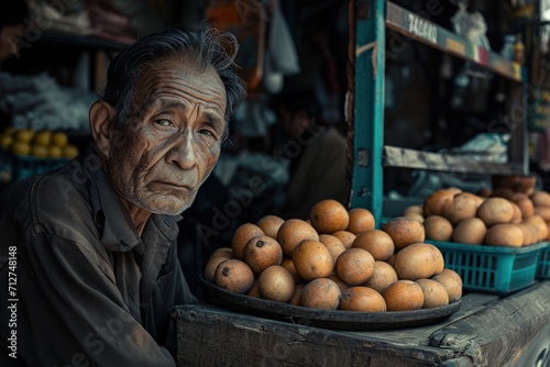 Man Sitting in Front of Pile of Oranges