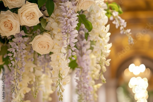 Ceiling Adorned With Elegant White Flowers