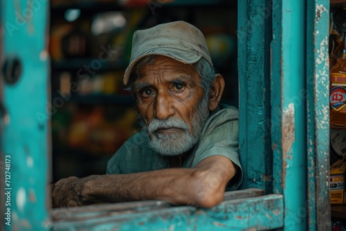 Elderly Man Gazing Out Window