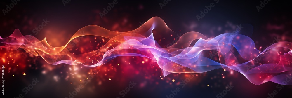 Wave of bright particles  abstract background with sound and music visualization