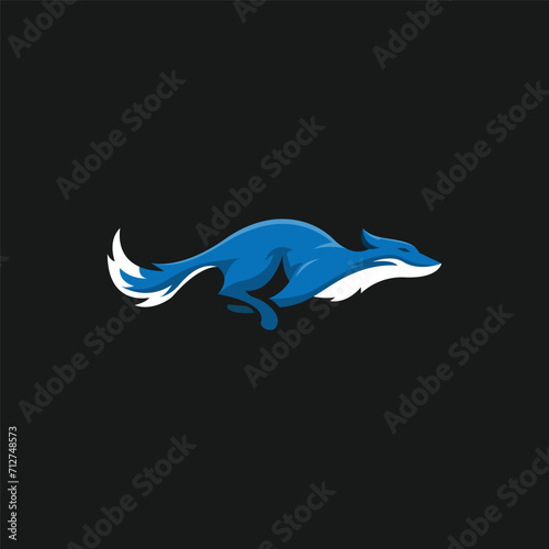 Majestic Blue Fox Vector: Captivating Wildlife Illustration for Creative Projects on a black background