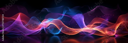 Wave of bright particles abstract sound and music visualization background