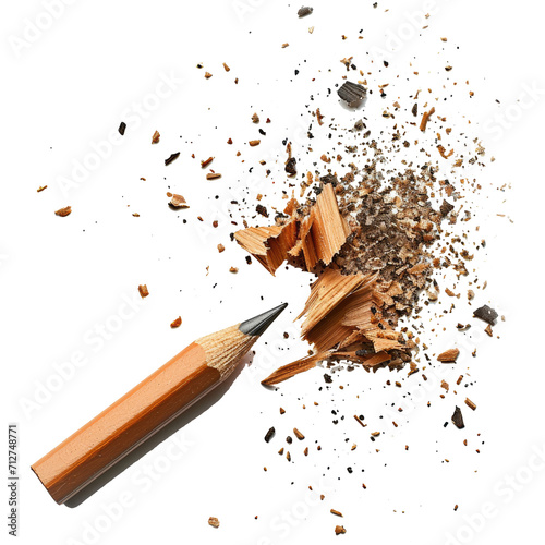 Sharpened Pencil with Shavings PNG Transparent Background photo