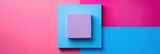 visually striking blue and magenta square on the screen, crafted in the multi-colored minimalism style with a blend of pink and blue, reminiscent of vaporwave aesthetics. 