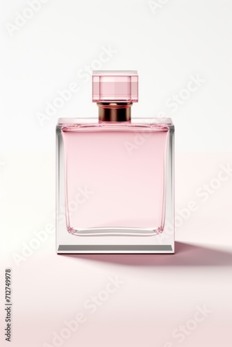 glass pink bottle for perfume, for toilet water, women's perfume, branding, clear surface for brand name. clear layout space for product branding layout. 