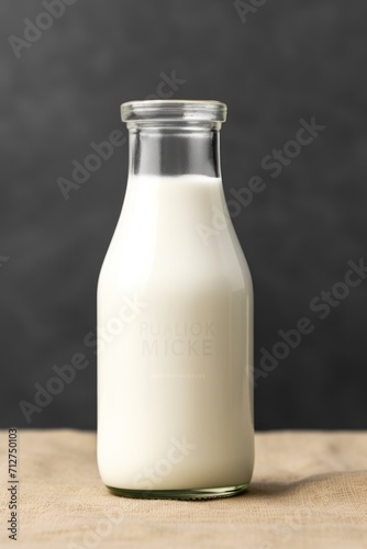 For industrial design. eco model of milk glass bottle , on light black background.