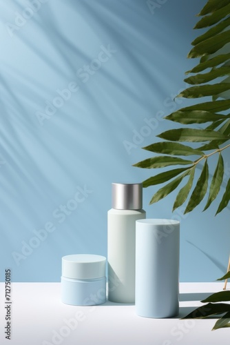 Side view of a set of eco-models of cosmetic bottles and containers.