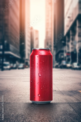 model of aluminum drinking red can © Olga