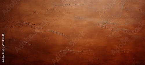 Detailed close up of textured brown leather background with captioned design element