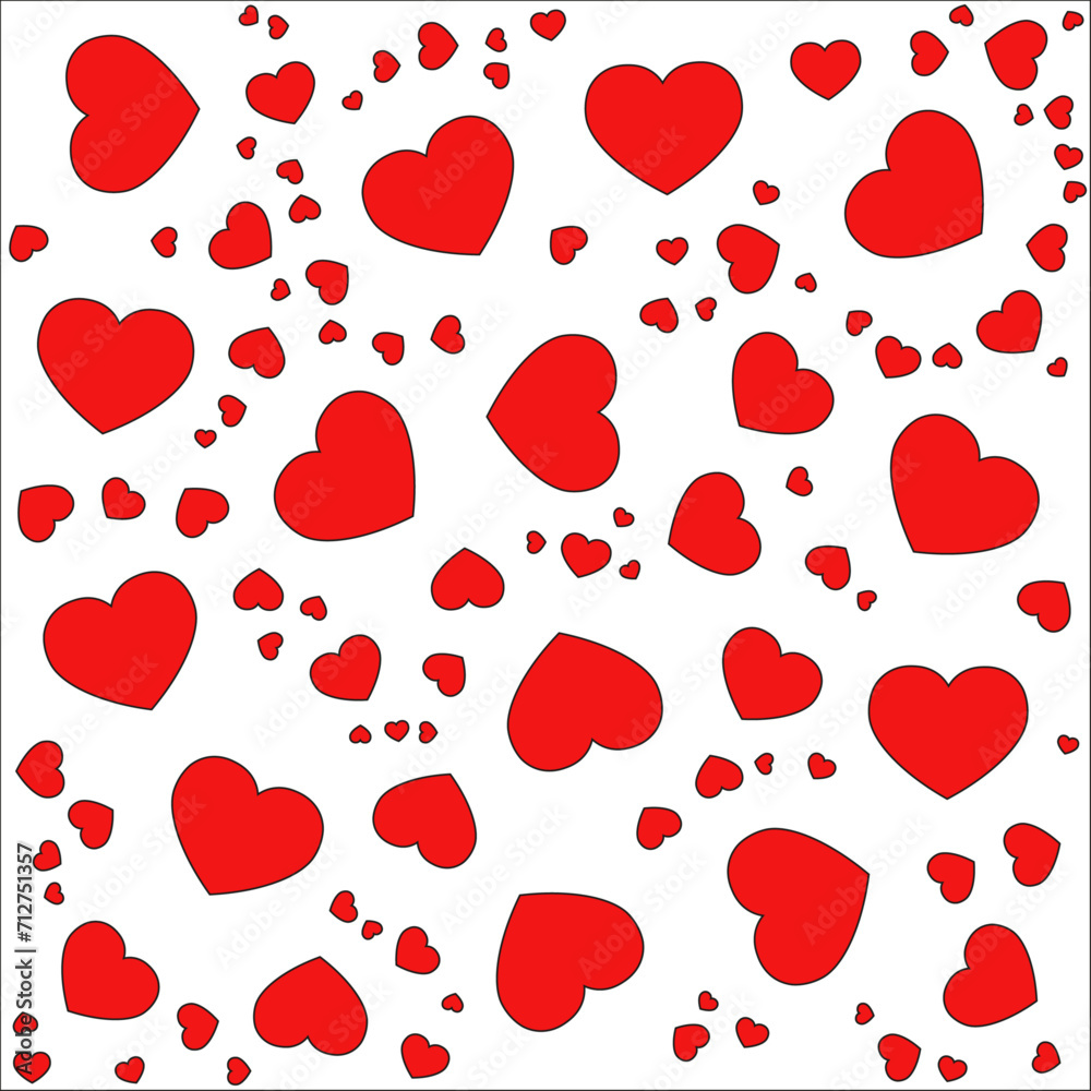 Premium pattern of red hearts on white background