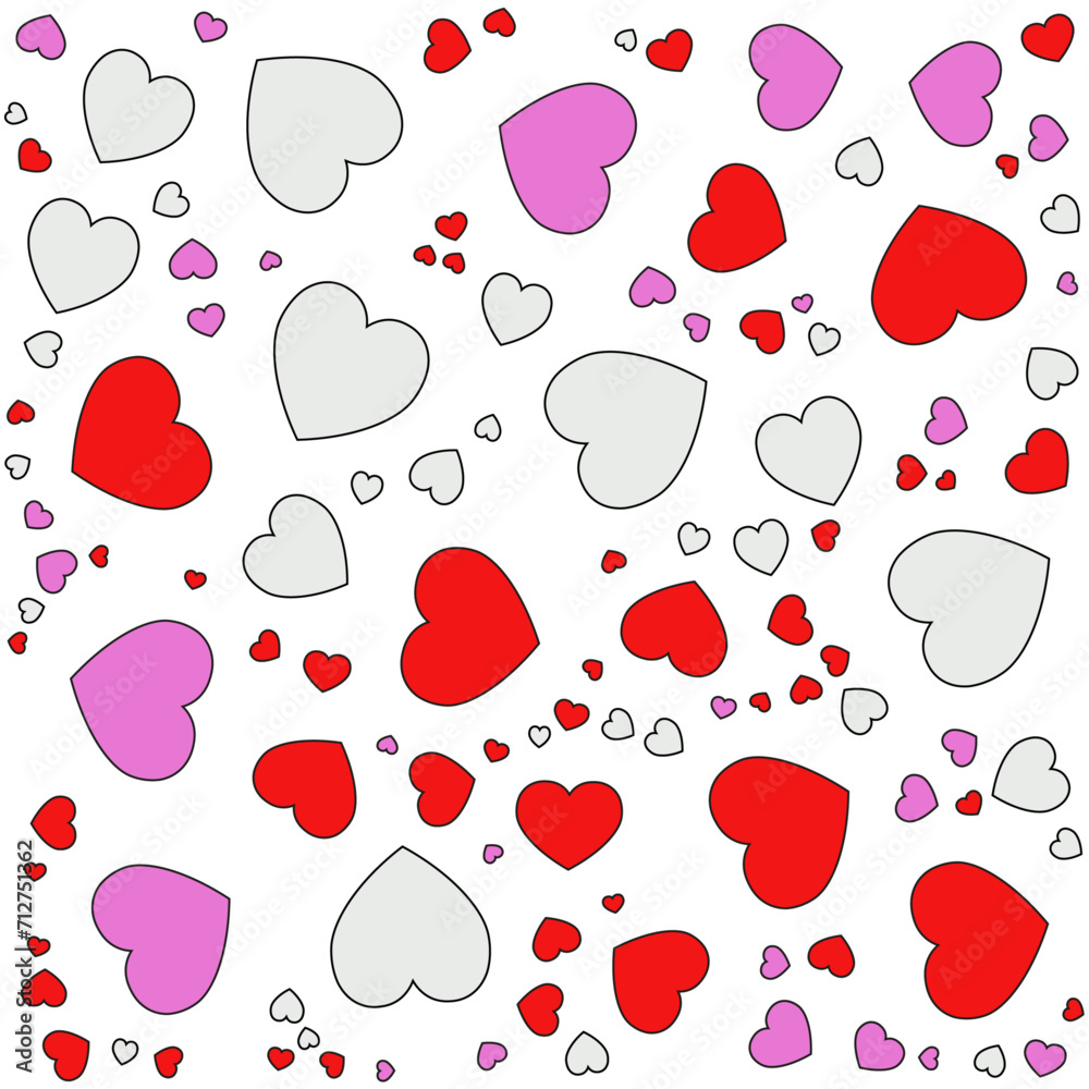 pattern of colorful hearts on white background pattern of colorful hearts on white background