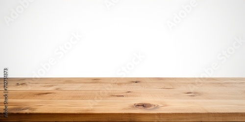 Isolated wooden table top in perspective view on white background