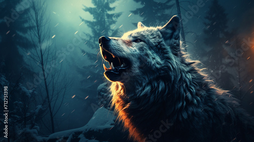 wolf in the night , Generate AI © VinaAmeliaGRPHIC