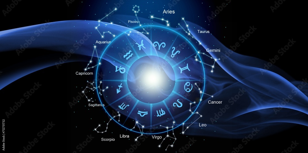 Zodiac horoscope abstract circle Astrology concept - obrazy, fototapety, plakaty 