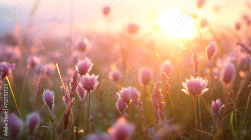 spring meadow in the morning at sunrise © toomi123