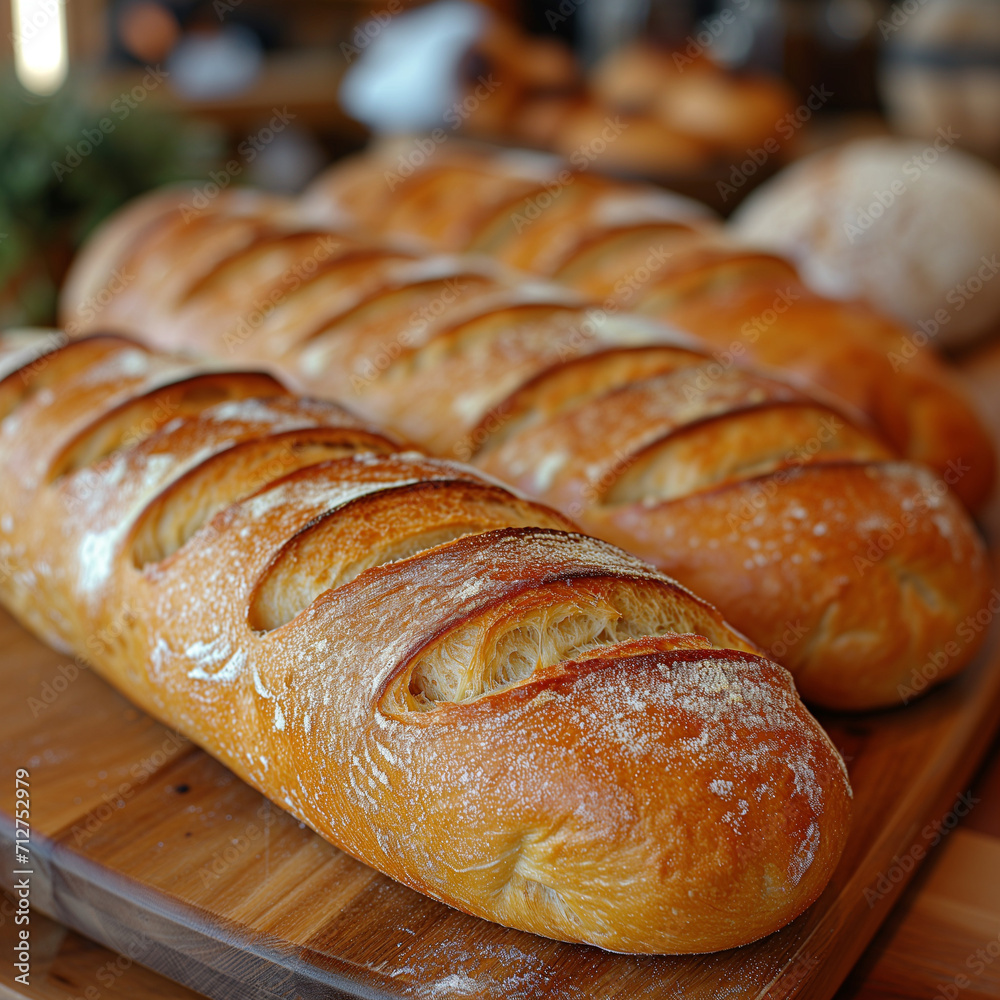 Delicious fresh baked bread close-up