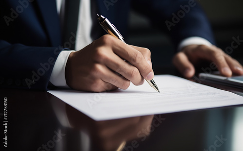 Real estate agent explaining and let customers sign a house purchase contract, discussing for contract to buy house, real estate concept and background.
