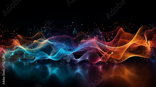 Dynamic wave of bright particlesabstract background with sound and music visualization concept.