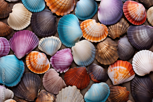 Photo pattern of various coloured clamshells