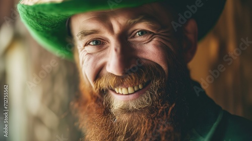 A smiling man with a green hat and a full beard photo