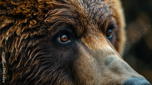 Close-up of a brown bear with a soulful gaze and detailed fur