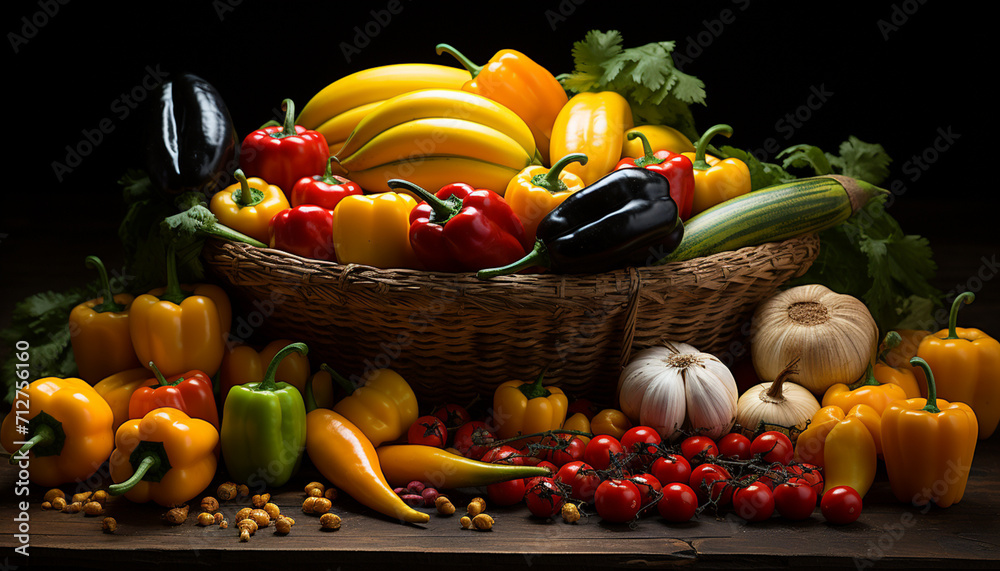 Freshness of nature bounty vibrant vegetables, healthy eating, autumn harvest generated by AI