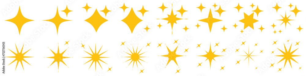 Twinkling stars. Sparkle star icons. Blink glitter and glowing icon. Yellow sparkle stars Twinkling stars. Sparkle star icons. Blink glitter and glowing icon. Yellow sparkle stars