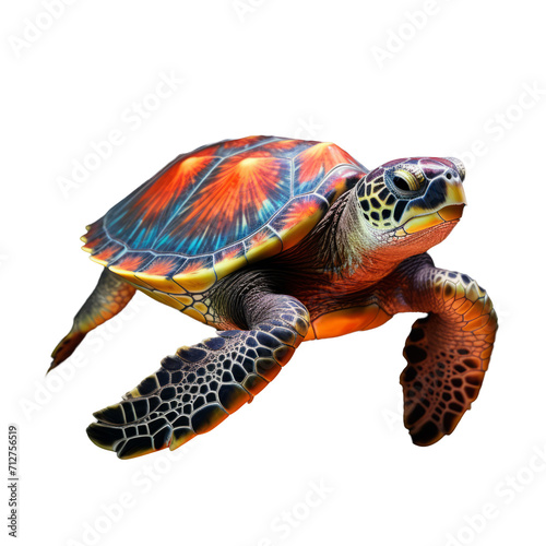 Full Body Sea Turtle Illustration on Transparent Background - High Resolution