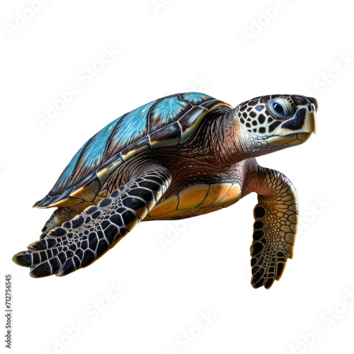 Full Body Sea Turtle Illustration on Transparent Background - High-Quality PNG