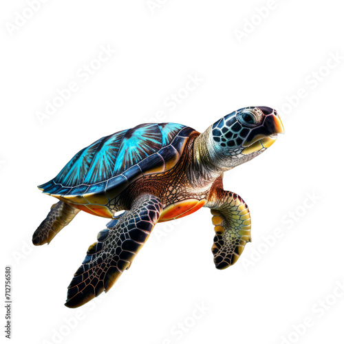 Full Body Sea Turtle Illustration on Transparent Background - High-Quality PNG Clipart
