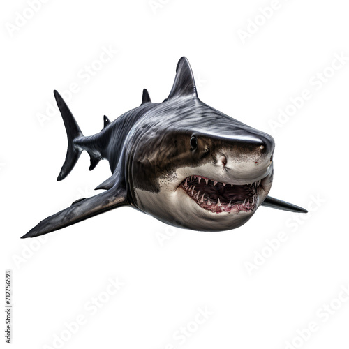 Realistic Full-Body Shark Isolated on Transparent Background - High-Quality PNG