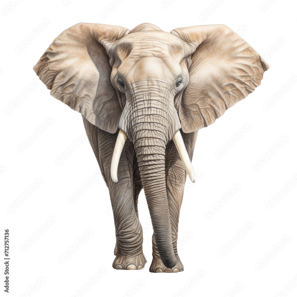 Fototapeta premium High-Resolution Realistic Elephant Isolated on Transparent Background - Digital Illustration
