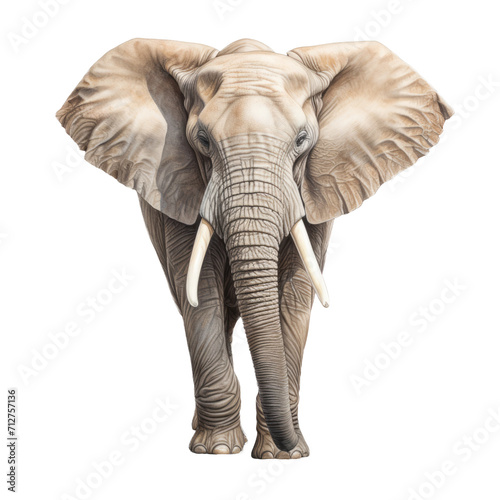 High-Resolution Realistic Elephant Isolated on Transparent Background - Digital Illustration