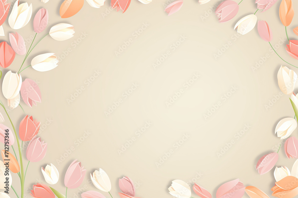 floral framed card or posters for wedding, baby shower invitations or mothers day , pastel colors 