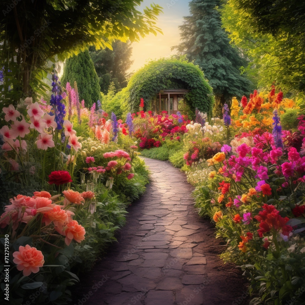 Beautiful natural flower garden image Generative AI Beautiful natural flower garden image Generative AI