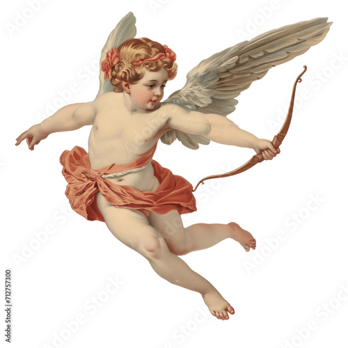 Vintage Cupid Illustration in Pastel Oil Paint Style with Transparent Background - PNG Format
