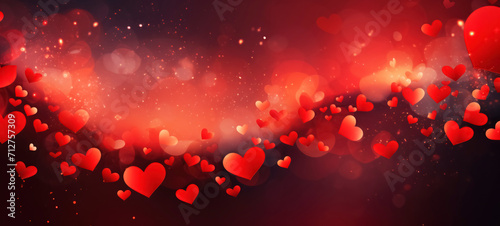 Glowing Hearts and Red Particles Festive Valentine's Background