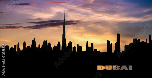 silhouette of the city Dubai  UAE