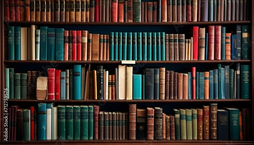 The vibrant world of intellectual knowledge  full frame bookshelves filled with books photo