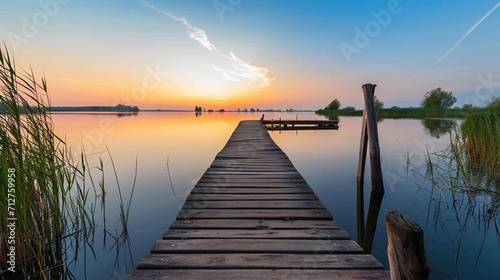 Dock overlooking a calm overcast lake background. Dock overlooking a calm overcast lake landscapes. Hdr landscape view. Old dock with sunset  candles  lamb  lake  sun and forest. high quality photos.