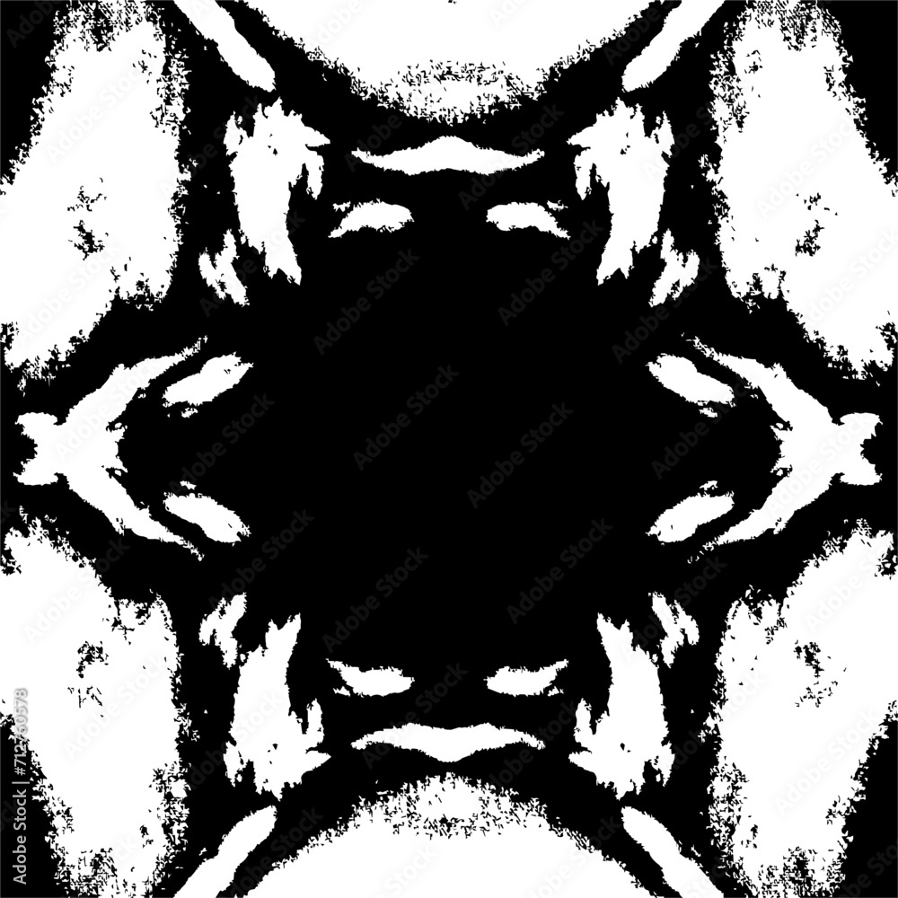 Abstract pattern with grunge brush strokes. Black and white background.