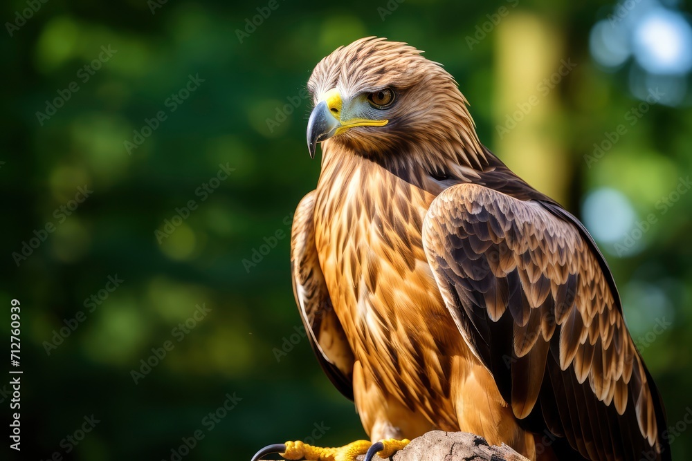 Regal Watcher, A Majestic Raptor Perched Gracefully on a Birch Branch, Surveying Its Realm Regal Watcher, A Majestic Raptor Perched Gracefully on a Birch Branch, Surveying Its Realm