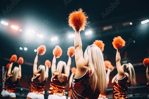 Cheerleaders Performing a Routine at a Sports Game