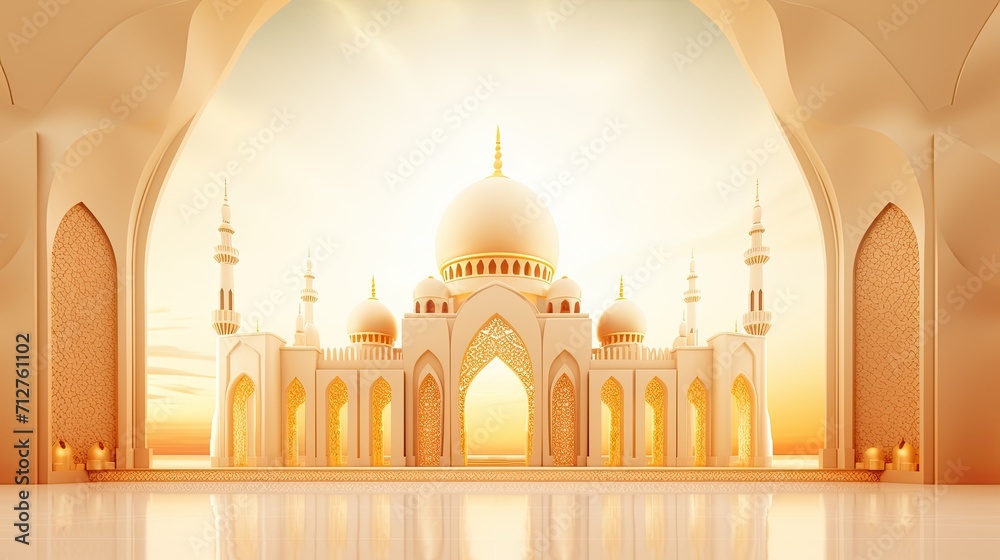 golden mosque mock up backgrounds in a 3d rendering