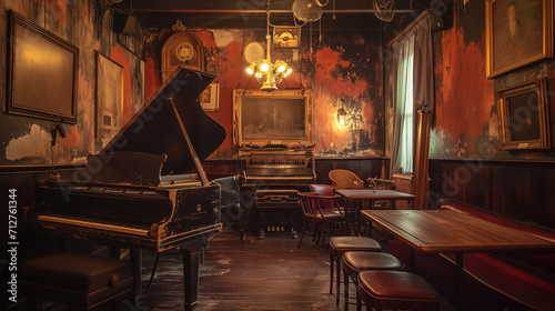 Vintage jazz bar music club interior
