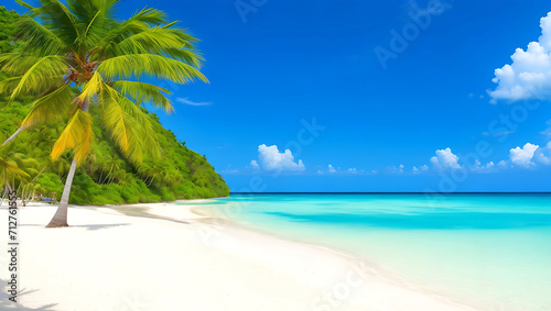 Beach with coconut trees Ai Generated