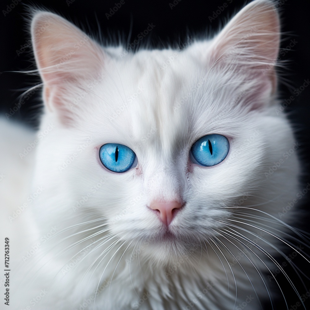 Cute white cat blue eye image Generative AI