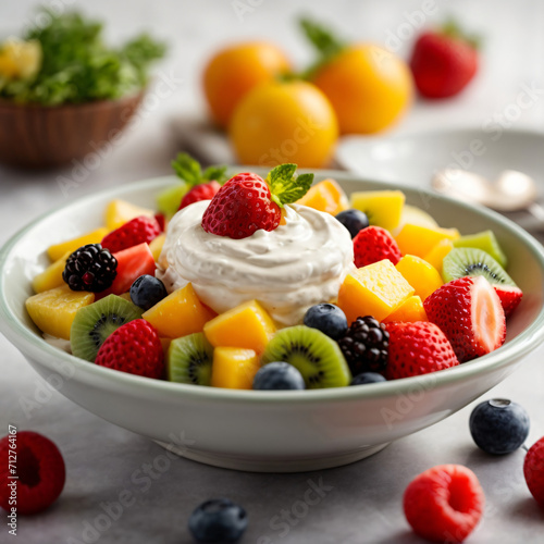 Fresh Fruit Salad - Vibrant Medley with Luscious Yogurt Dip