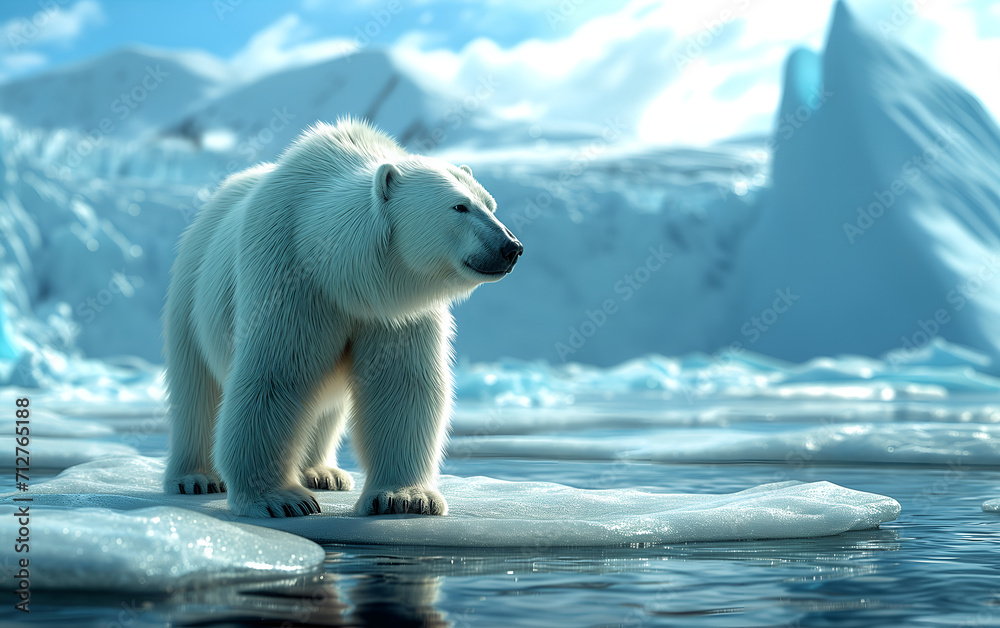 Close Up At A Polar Bear Walking, Climate Change, wildlife 